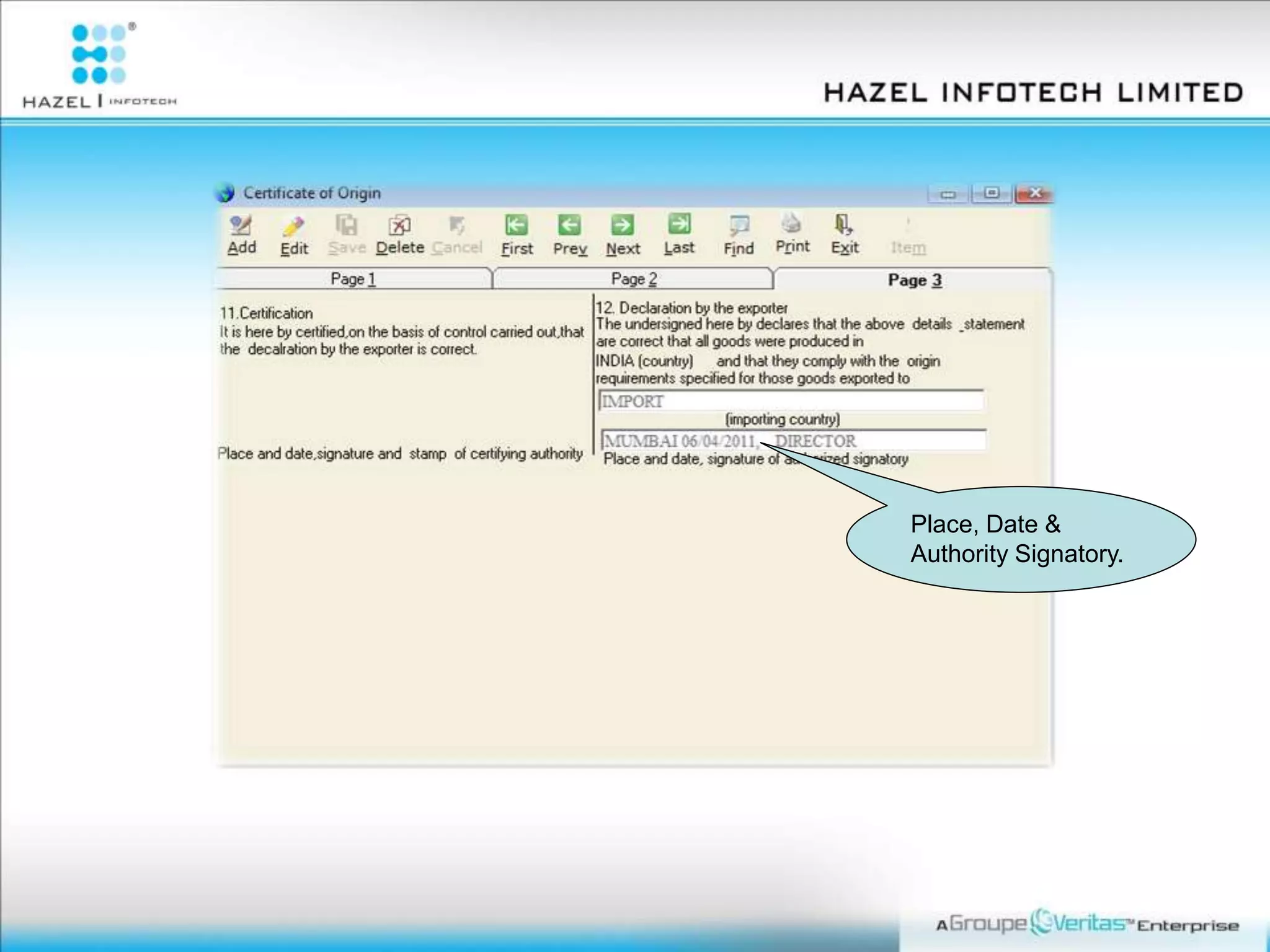 Place, Date &
Authority Signatory.
 
