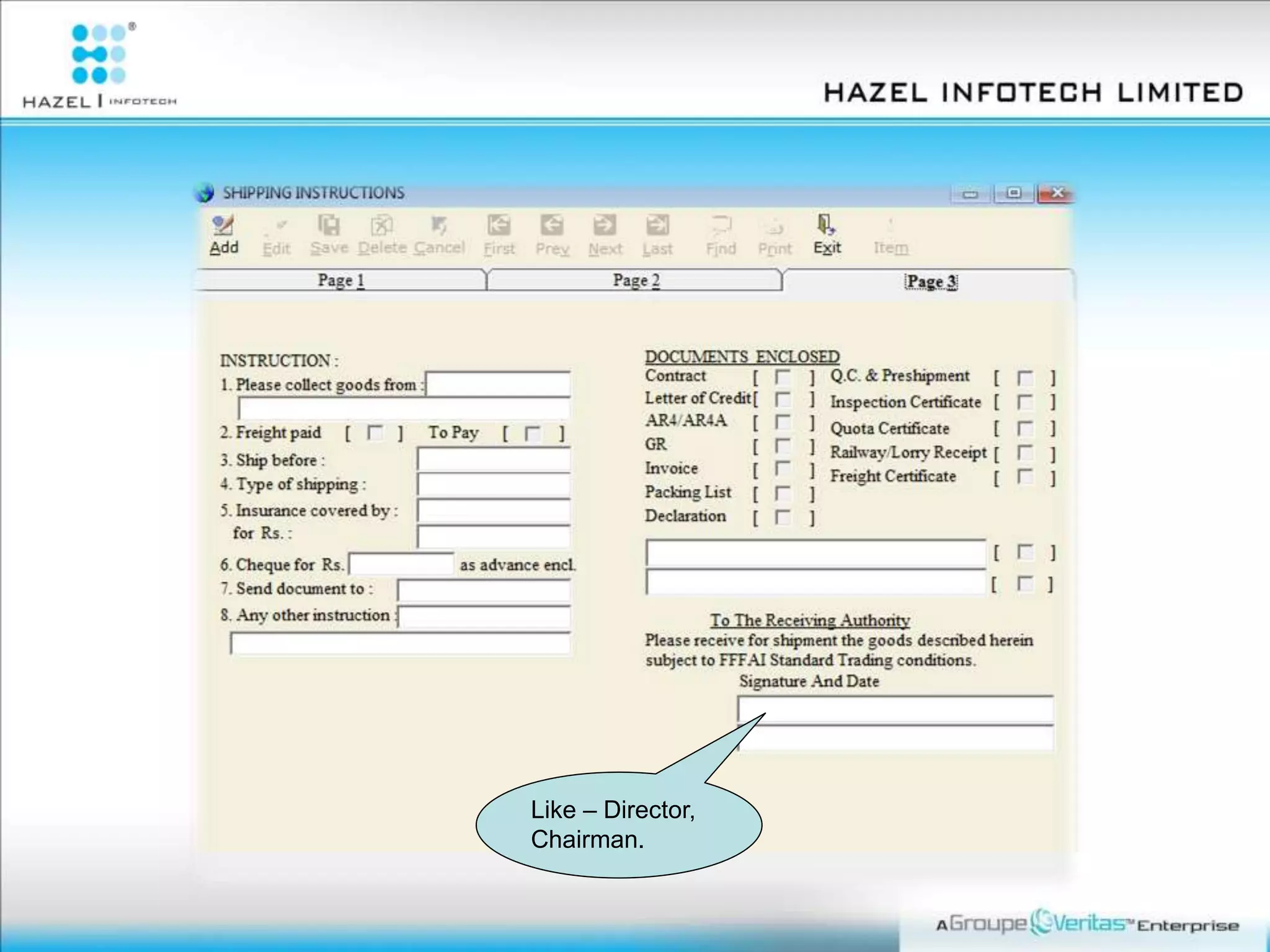Like – Director,
Chairman.
 