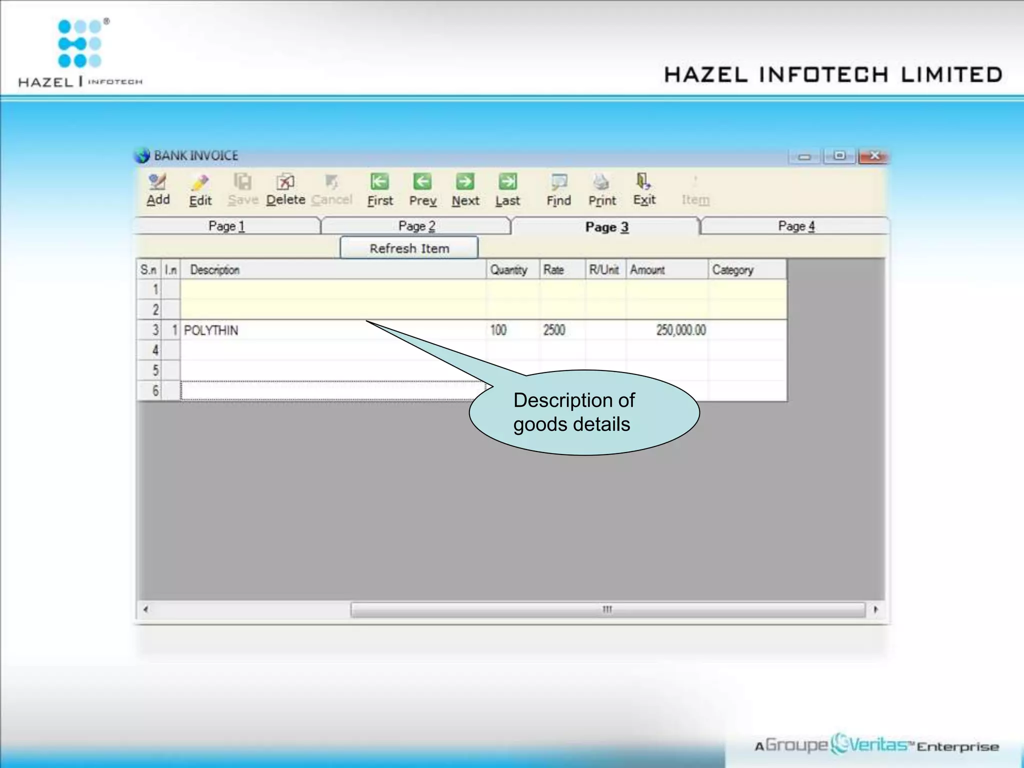 Description of
goods details
 