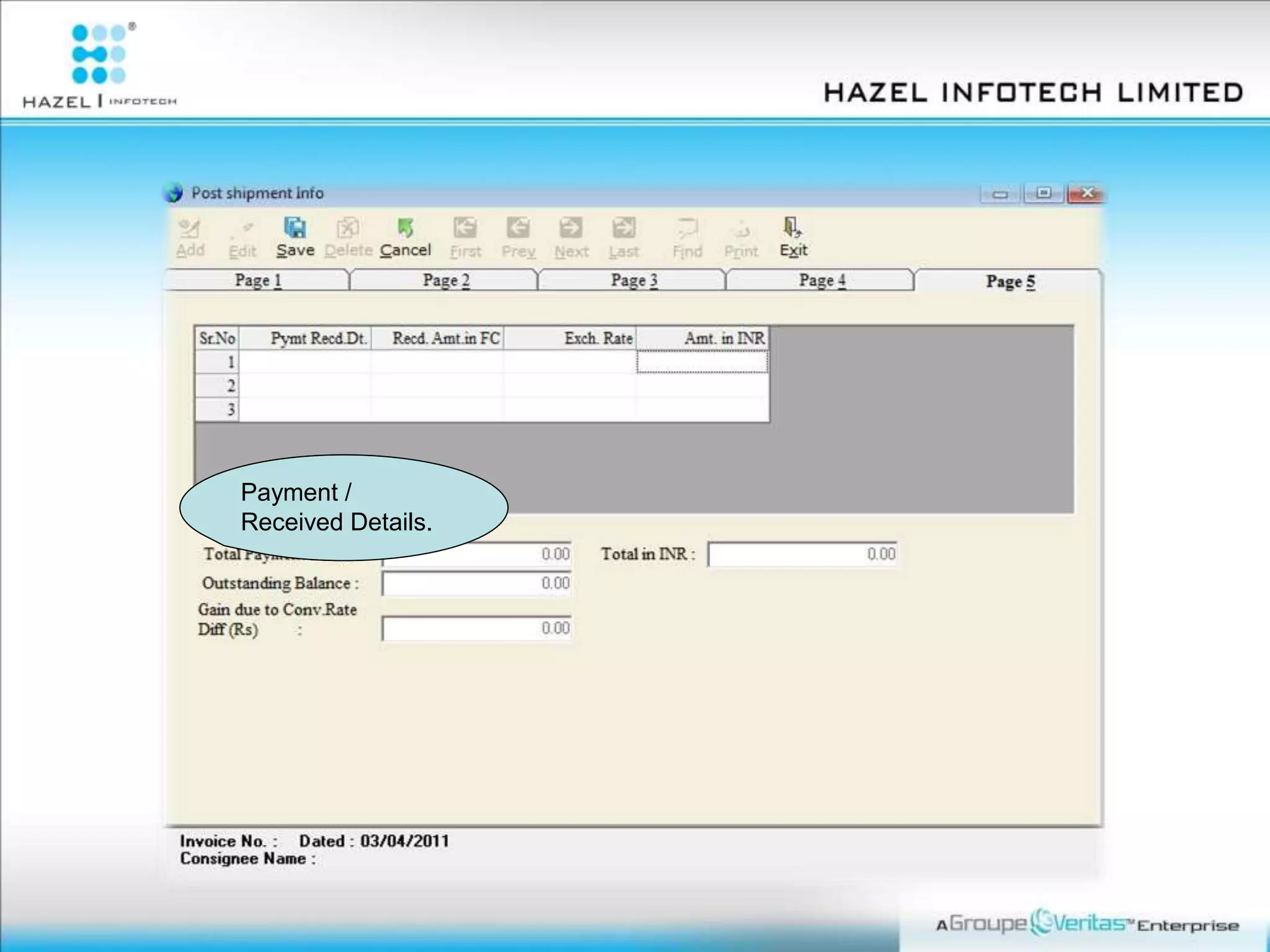 Payment /
Received Details.
 