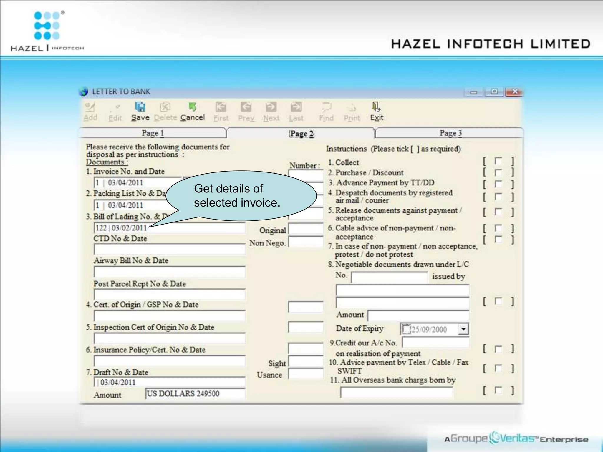 Get details of
selected invoice.
 