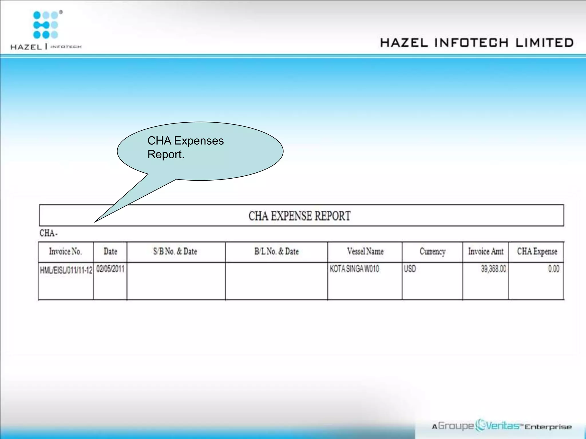 CHA Expenses
Report.
 