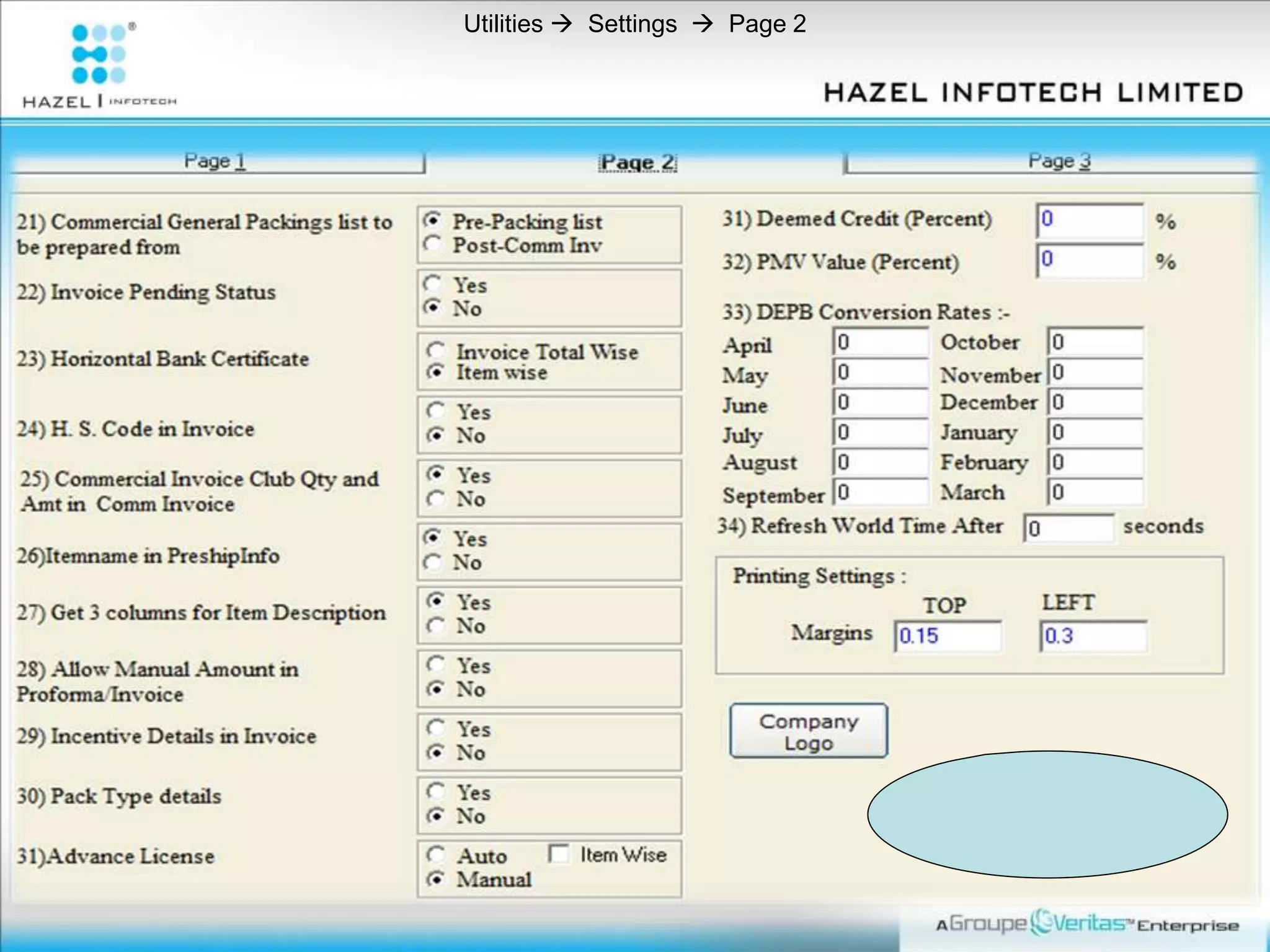 Utilities  Settings  Page 2
 