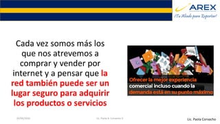 Cada vez somos más los
que nos atrevemos a
comprar y vender por
internet y a pensar que la
red también puede ser un
lugar seguro para adquirir
los productos o servicios
Lic. Paola Corvacho02/05/2016 Lic. Paola A. Corvacho V.
 
