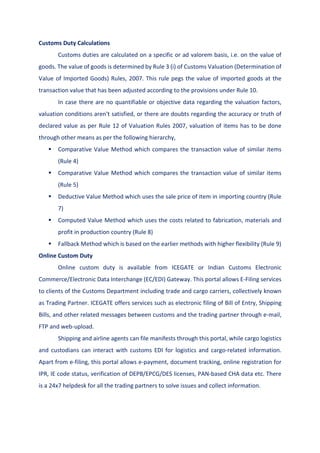 EXPORT DOCUMENTATION Unit 5 - Customs Procedures, Duties, and ...