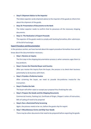 EXPORT DOCUMENTATION Unit 5 - Customs Procedures, Duties, and ...