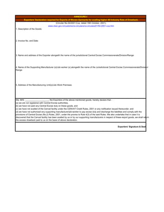 Drawback Declaration Form Export documents | PDF