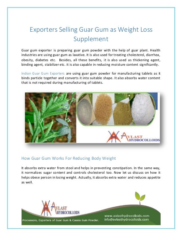 Exporters Selling Guar Gum as Weight Loss Supplement