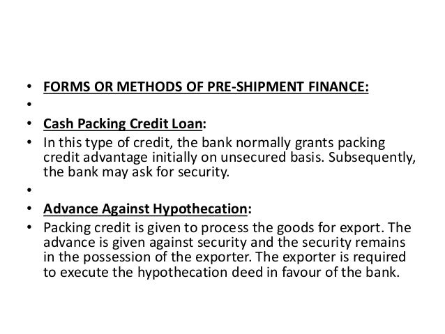 export finance forms of credit