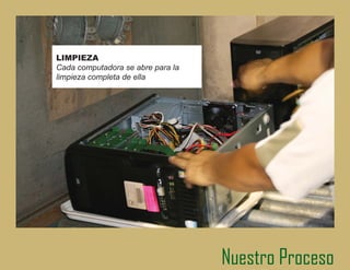 Nuestro Proceso de Recondicionamiento

RPSXFFOH QR HV XQ
DJHQWH LQWHUPHGLDULR
7RGR HO HTXLSR TXH
RPSXFFOH RIUHFH D OD
YHQWD HV OLPSLDGR D IRQGR
LQVSHFFLRQDGR  SUREDGR
SRU QXHVWURV WpFQLFRV HQ
QXHVWUDV LQVWDODFLRQHV GH
SULPHU QLYHO




                                        Calidad
 