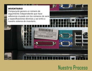 REPARACIÓN
Productos que requieren
reparación están reparados y
garantizados estar en condiciones
excelentes.




                                    Nuestro Proceso
 