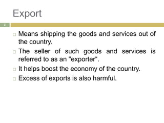 Export, Import & External Debt | PPT