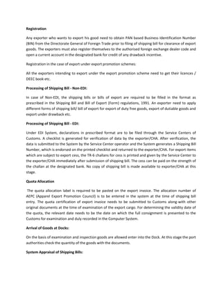 Export import procedures, documentation & logistics | DOCX