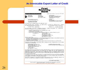 An Irrevocable Export Letter of Credit

26

 