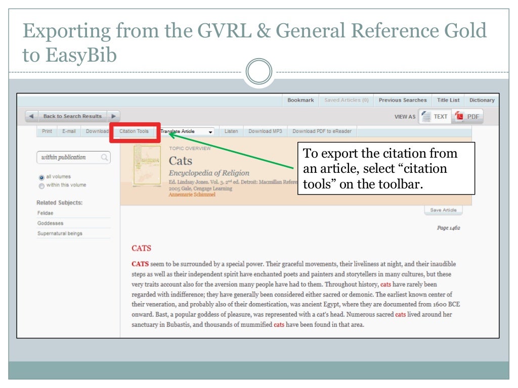 Exporting Bibliographic Citations from GBS Databases &amp; E