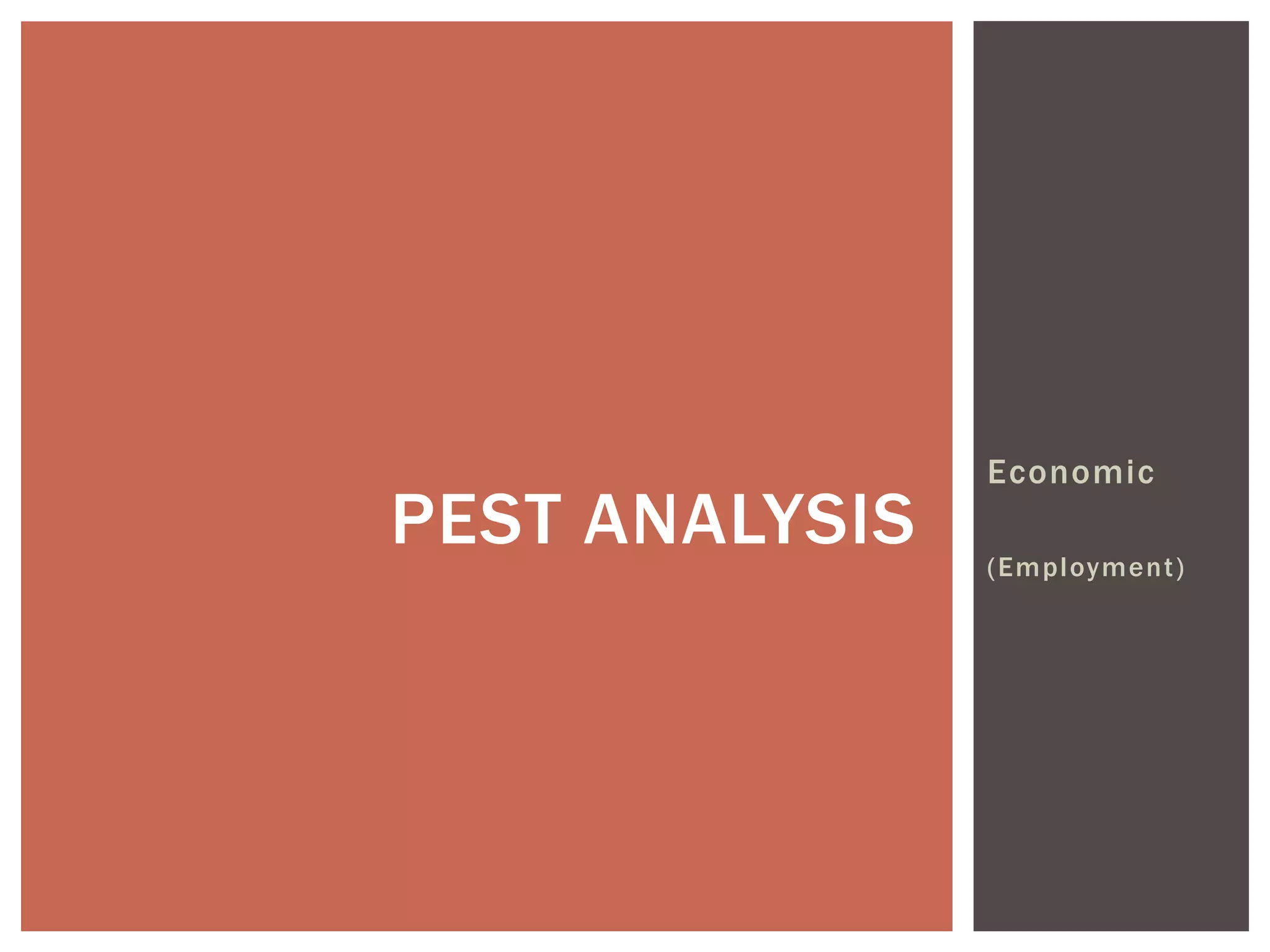 PEST ANALYSIS
Economic
(Employment)