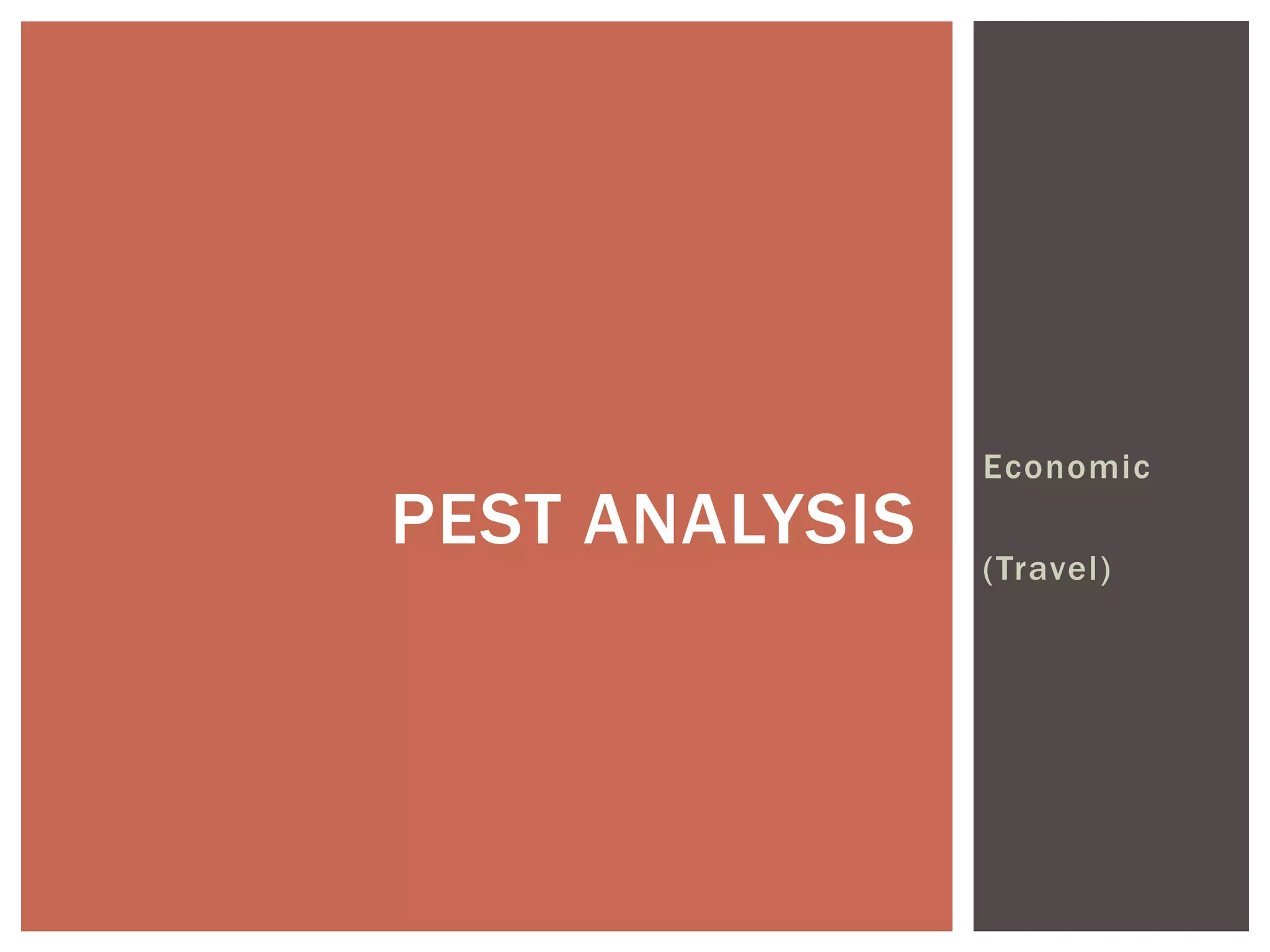 PEST ANALYSIS
Economic
(Travel)