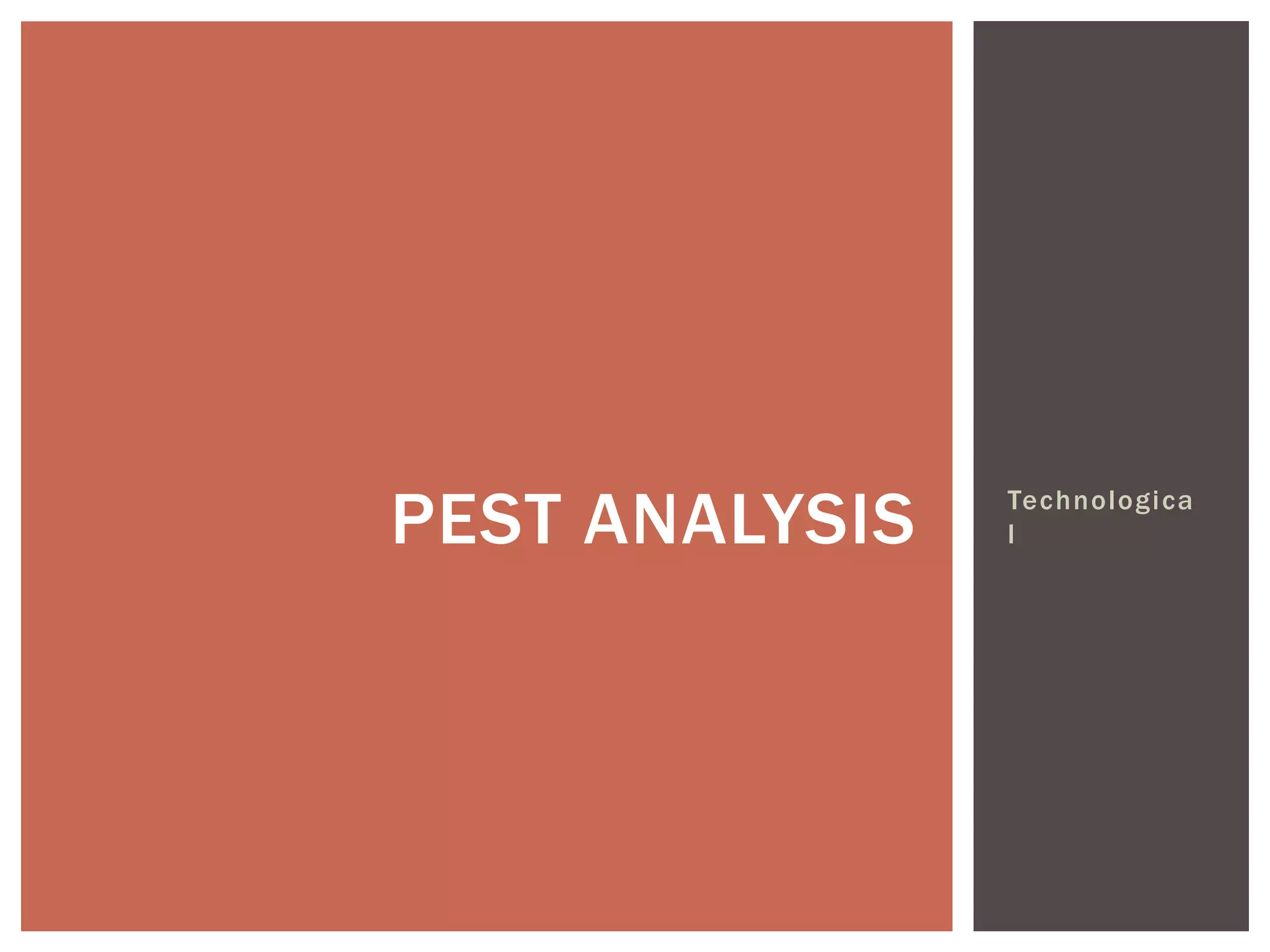 PEST ANALYSIS
Technologi ca
l