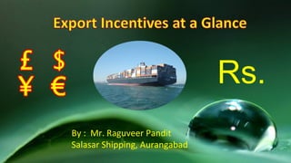 Rs.
By : Mr. Raguveer Pandit
Salasar Shipping, Aurangabad
 