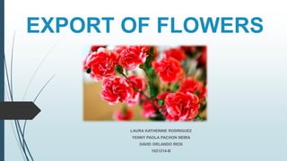 EXPORT OF FLOWERS
LAURA KATHERINE RODRIGUEZ
YENNY PAOLA PACHON NEIRA
DAVID ORLANDO RIOS
1021214-B
 