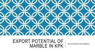 EXPORT POTENTIAL OF
MARBLE IN KPK
An overview and analysis
 