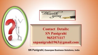 Contact Details:
SN Panigrahi
9652571117
snpanigrahi1963@gmail.com
77
 