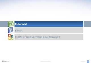 XLConnect

R2wd

RCOM : l’outil universel pour Microsoft




                     EXPORTS DE R VERS OFFICE   05/04/2013   2
 