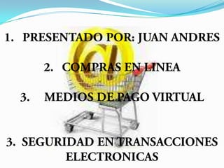 PRESENTADO POR: JUAN ANDRES  COMPRAS EN LINEA MEDIOS DE PAGO VIRTUAL 3.  SEGURIDAD EN TRANSACCIONES ELECTRONICAS 