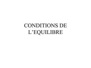 CONDITIONS DE 
L’EQUILIBRE 
 