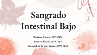 Sangrado
Intestinal Bajo
Davidson François 2019-0384
Vanessa Heredia 2019-0065
Diasmirde de la Cruz Jiménez 2019-0053
 