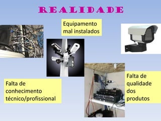 REALIDADE
Equipamento
mal instalados
Falta de
conhecimento
técnico/profissional
Falta de
qualidade
dos
produtos
 