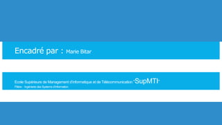 Encadré par : Marie Bitar 
simple way to show 
Ecole Supérieure de Management d’informatique et de Télécommunication “SupMTI” 
Filière : Ingénierie des Systems d’information 
 