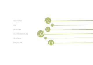 OBJEKTDATEN
LAGE
UMGEBUNG
OBJEKTBESCHREIBUNG
GRUNDRISSE
BILDERGALERIE
04
05
08
09
10
11
 