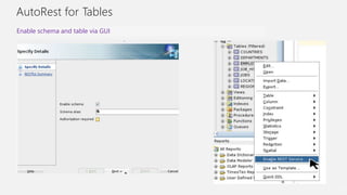 AutoRest for Tables
33
Enable schema and table via GUI
 