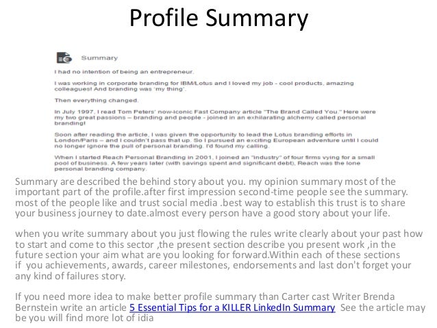 how to write a professional profile