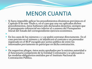 APLICACIÓN DE LA LEY ORGÁNICA DEL SNCP