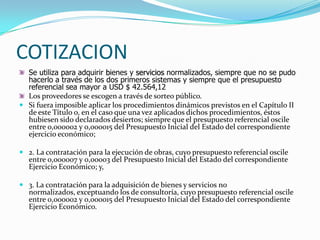 APLICACIÓN DE LA LEY ORGÁNICA DEL SNCP