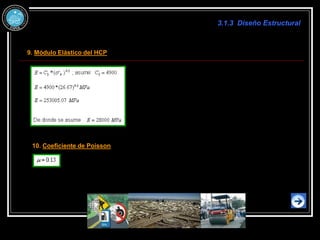 3.1.3 Diseño Estructural
9. Módulo Elástico del HCP
10. Coeficiente de Poisson
 