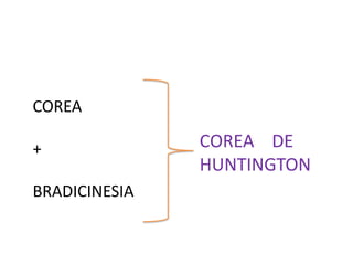 COREA <br />+<br />BRADICINESIA<br />COREA    DE  HUNTINGTON<br />