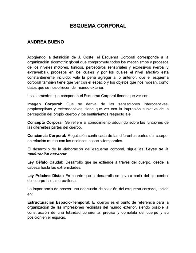 Exposicion 2 Esquema Corporal Organizacion Espacio Temporal Y Ajuste