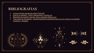 ● Comprar Pinzas mecánicas online | Festo ES
● Qué es un actuador - Tipos y aplicaciones | Tameson.es
● Elementos de sujeción: qué son, tipos y ejemplos (lifeder.com)
● Todo sobre los actuadores – Revista Especificar (especificarmag.com.mx) ¿Qué es un actuador
mecánico? - Spiegato
BIBLIOGRAFIAS
 