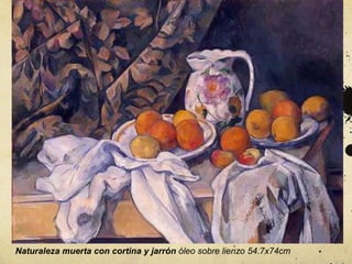 Naturaleza muerta con cortina y jarrón óleo sobre lienzo 54.7x74cm