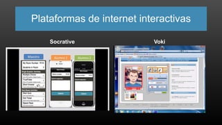 Plataformas de internet interactivas
Socrative Voki
 