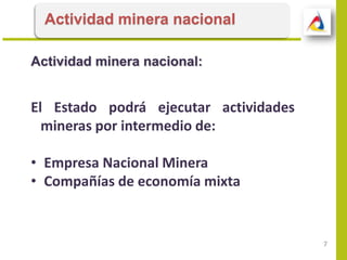 Establece regalías para el Estado.