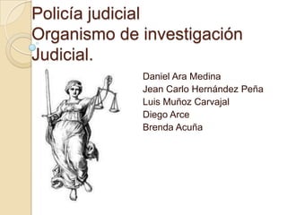 Policía judicialOrganismo de investigación Judicial. Daniel Ara Medina Jean Carlo Hernández Peña Luis Muñoz Carvajal Diego Arce Brenda Acuña  