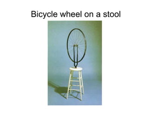 Bicycle wheel on a stool
 