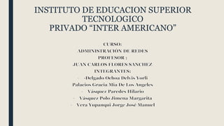 INSTITUTO DE EDUCACION SUPERIOR
TECNOLOGICO
PRIVADO “INTER AMERICANO”
 