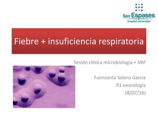 Fiebre + insuficiencia respiratoria
Sesión clínica microbiología + MIF
Fuensanta Valero García
R1 neurología
(8/07/16)
 