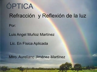 ÓPTICA
Refracción y Reflexión de la luz
Por:

Luis Angel Muñoz Martínez

Lic. En Física Aplicada


Mtro. Aureliano Jiménez Martínez
 