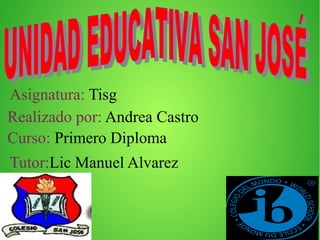 Asignatura: Tisg
Realizado por: Andrea Castro
Curso: Primero Diploma
Tutor:Lic Manuel Alvarez

 